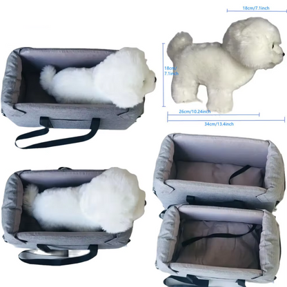 Luxurious Dog Seat For The Car - Padded Portable Car Seat With Safety Belt
