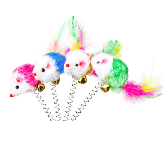 Springy Mouse With Suction Cup - Fun For Cats