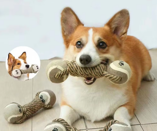 Dog Toy Rope With Balls - Chew Toy For Dogs With Paw Print