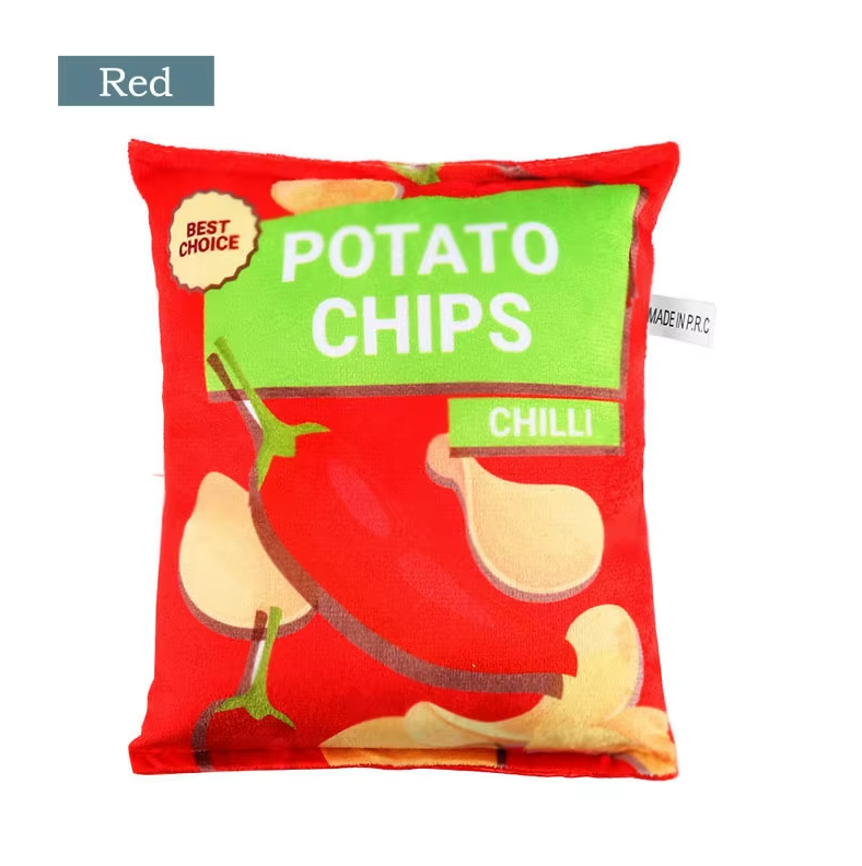 Dog Toy Crisps Bag - Soft Plush Toy With Squeaker & Crackling Effect