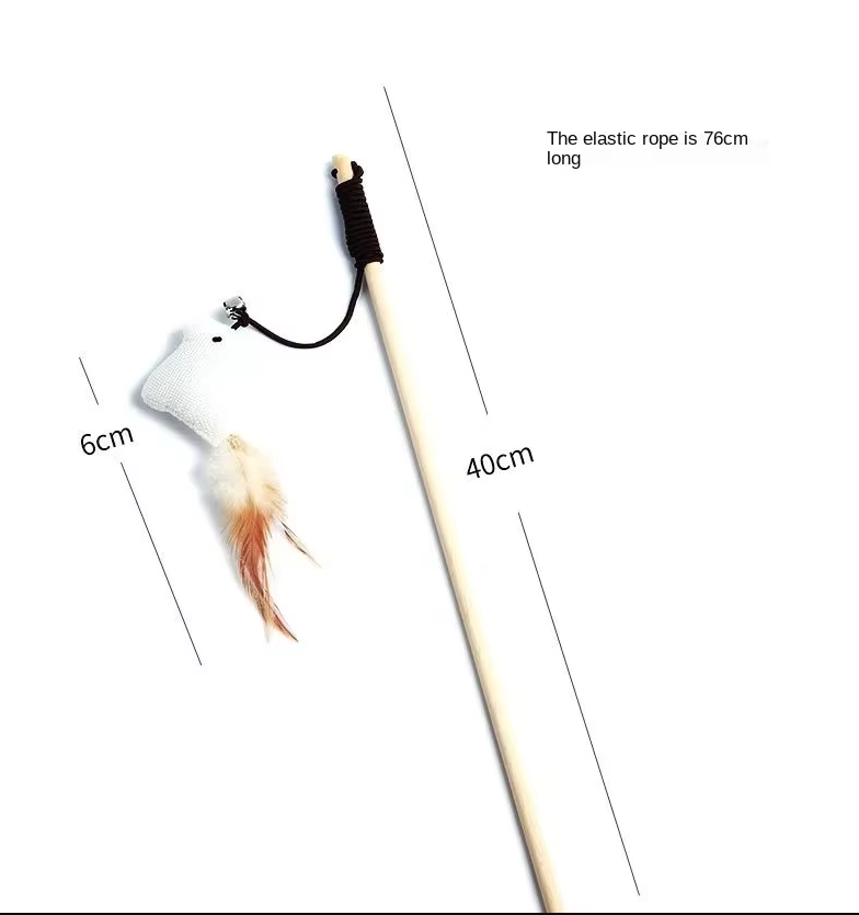 Interactive Cat Toy Set - Natural Toy With Feathers And Bells