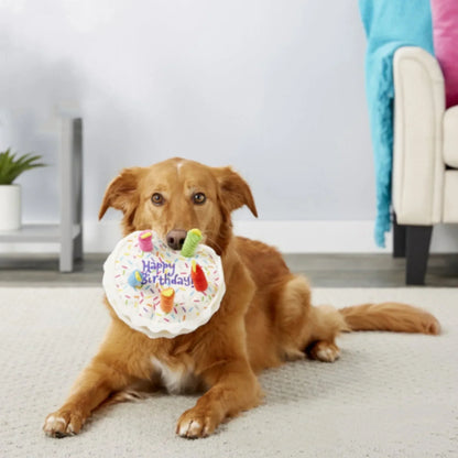 Birthday Dog Toy Set - Plush Cake , Cupcake & Bone with Squeak Function