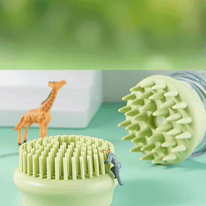 Silicone Pet Shower Brush with Shampoo Container for Gentle Grooming