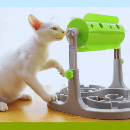 Interactive Food Dispenser For Dogs With Rotation Function And Anti - Snacking Bowl