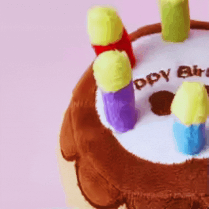 Birthday Cake Dog Toy - with Candles and Plush