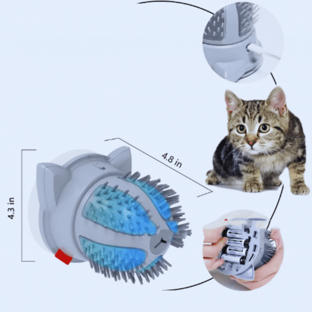 Electric Self - Massage Brush for Cats with Catnip Compartment and Dual Power Supply