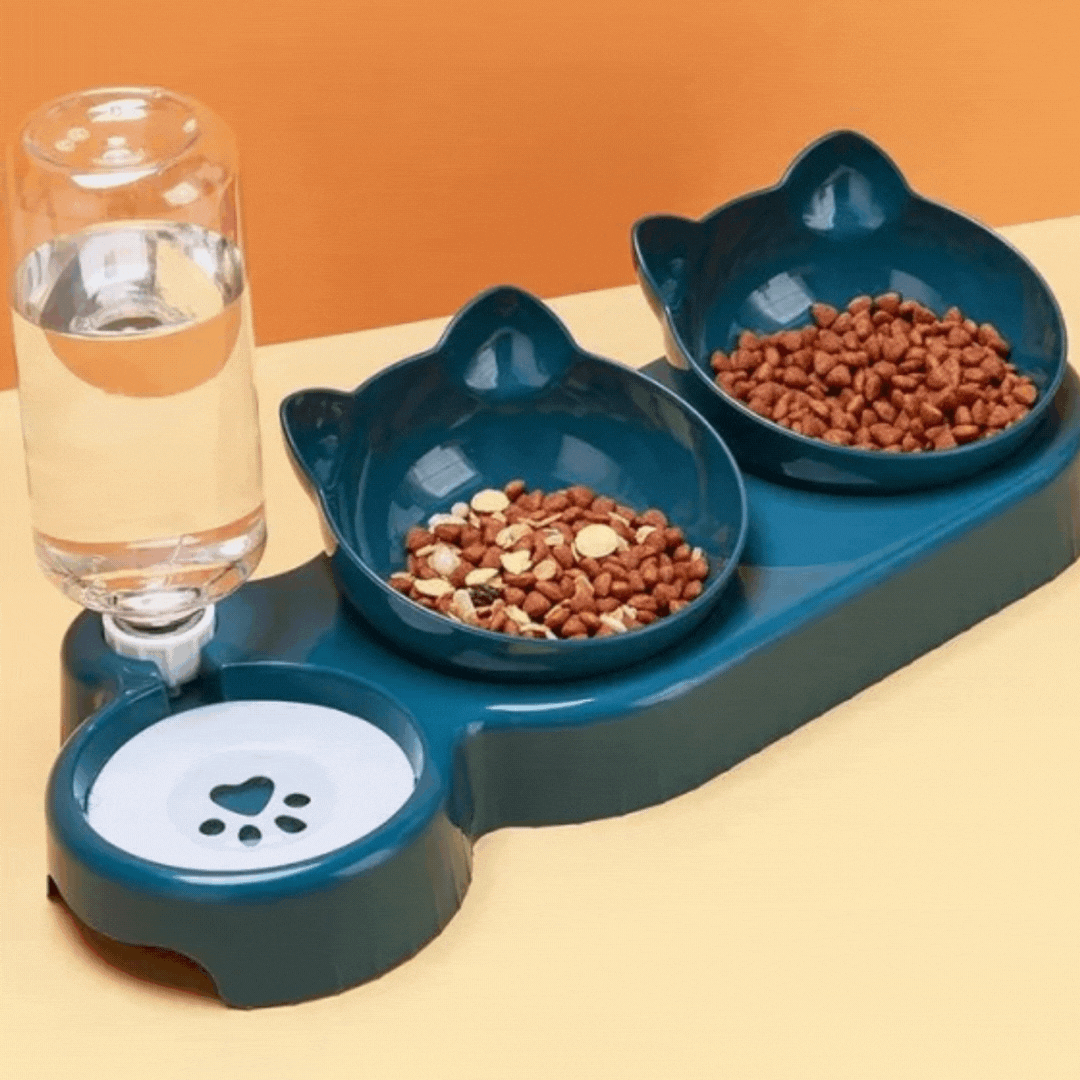 Multipurpose Cat Bowl With 3 Bowls - Anti-slip Design For Water Snacks And Food