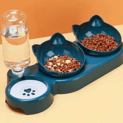 Multipurpose Cat Bowl With 3 Bowls - Anti-slip Design For Water Snacks And Food