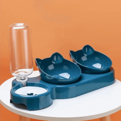 Multipurpose Cat Bowl With 3 Bowls - Anti-slip Design For Water Snacks And Food