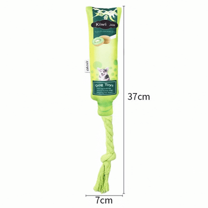 Dog Toy Fruit Jam - Squeaky Toy with Rope for Chewing and Pulling