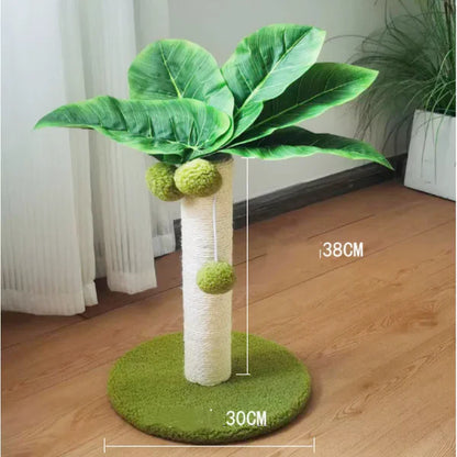Cat Scratching Post In Palm Tree Design - Sisal Scratching Post With Balls To Play With