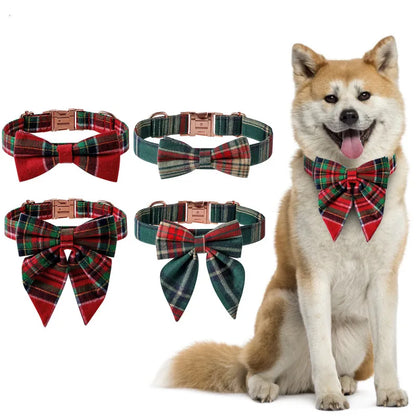 Coloured Dog Collar With Bow For Christmas And Festive Occasions