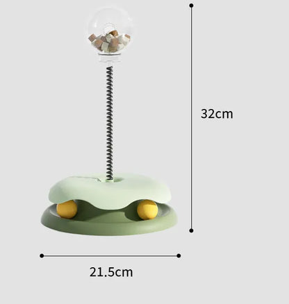 Interactive Cat Toy With Treat Dispenser And Flexible Pole