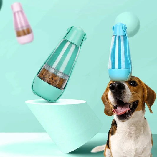 Drinking Bottle For Dogs - Water Bottle For On The Go With Food Bowl