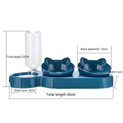Multipurpose Cat Bowl With 3 Bowls - Anti-slip Design For Water Snacks And Food