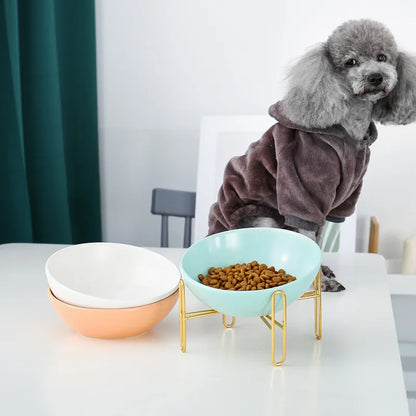 Raised Food Bowl For Dogs And Cats - Stylish Design With Metal Stand