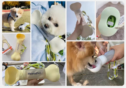 Bone-shaped Drinking Bottle For Dogs - Portable Water Dispenser With Bowl