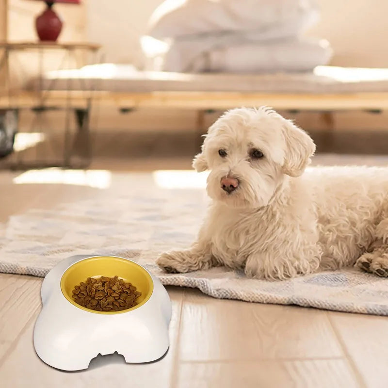 Dog Bowl And Food Bowl Set For Pets - Non-slip Double Bowl Design With Yellow Color