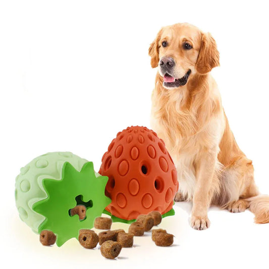 Chew Toy For Dogs - Interactive Strawberry - Shaped Toy Made Of Rubber