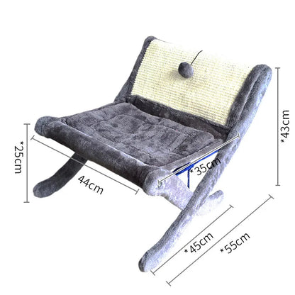 Cat Deckchair With Scratching Surface - Comfortable Sleeping Place Scratching Furniture In One