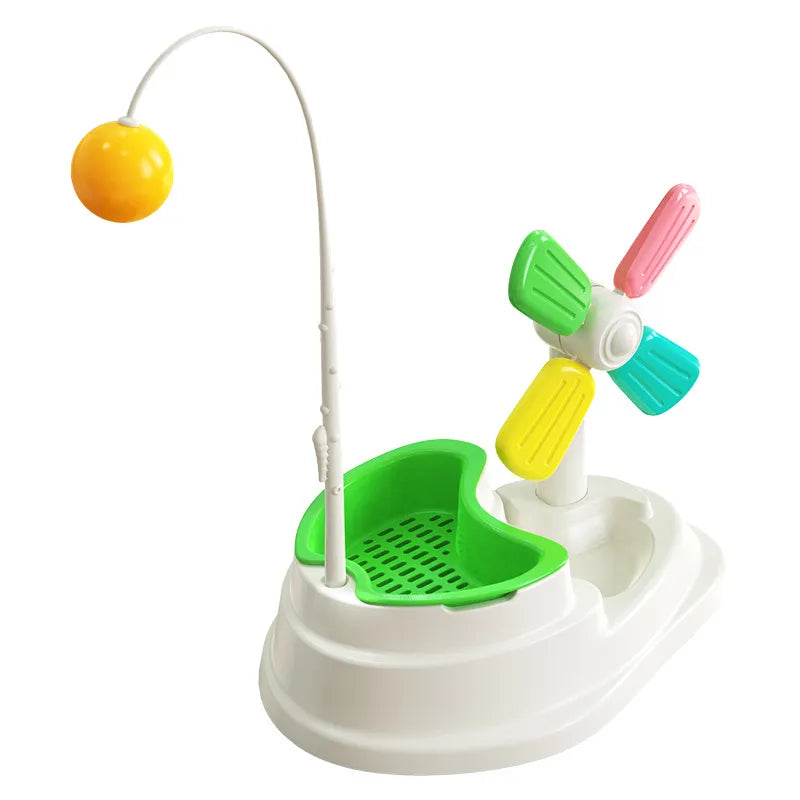 Interactive Cat Toy - Windmill With Ball And Grass Stand For Mental Stimulation