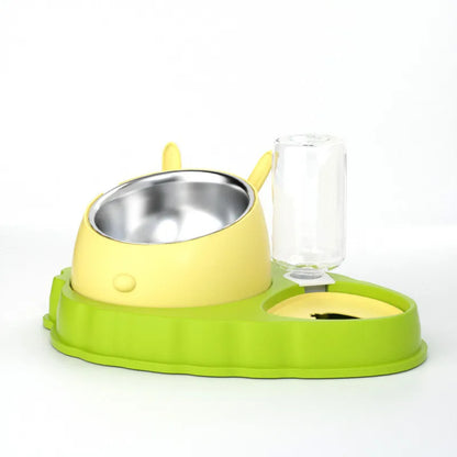 Pet Feeding Station With Water Dispenser - Cute Feeding Bowl For Dogs And Cats
