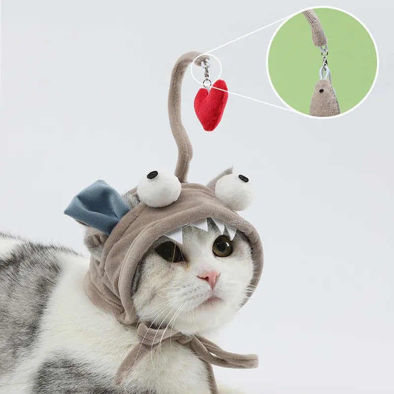 Cat Hat With Pendant - Funny Animal Costume For Cats With Toy