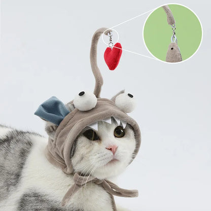 Cat Hat With Pendant - Funny Animal Costume For Cats With Toy
