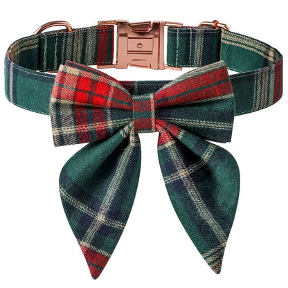 Coloured Dog Collar With Bow For Christmas And Festive Occasions