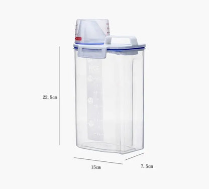 Airtight Storage Container For Rice And Dry Food With Measuring Cup And Carrying Handle