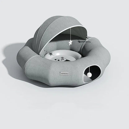 Cuddly Bed for Cats and Small Dogs with Removable Roof and Toy