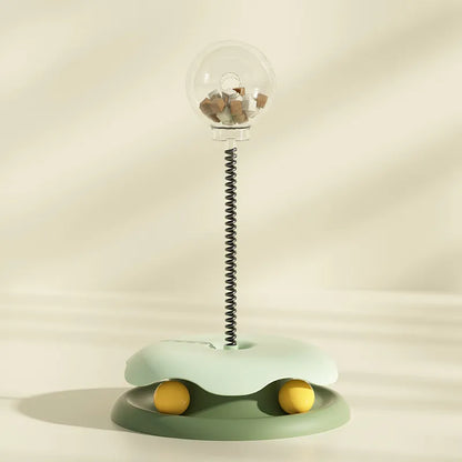 Interactive Cat Toy With Treat Dispenser And Flexible Pole