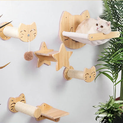 Wall Scratching Board For Cats Made Of Wood In Cat Head Design - Cosy Resting Place And Toy
