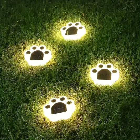 Wireless Solar Garden Lights in Paw Print Design