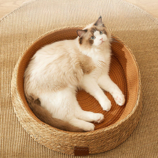 Hand-woven Rattan Cat Scratching Bed